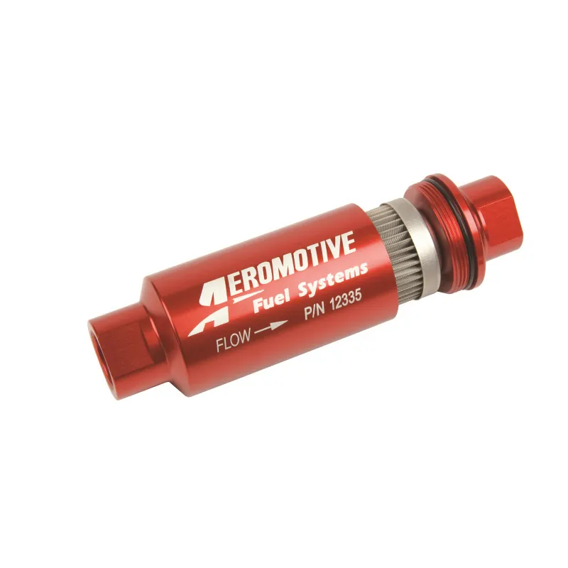 Aeromotive In-Line Filter - AN-10 size - 40 Micron SS Element - Red Anodize Finish