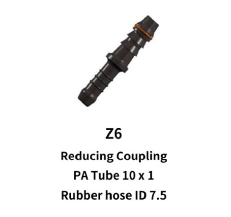 10mm Nylon Hose to 7.5mm Rubber Hose Reducing Coupling