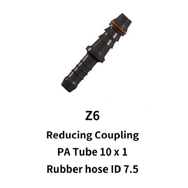 10mm Nylon Hose to 7.5mm Rubber Hose Reducing Coupling