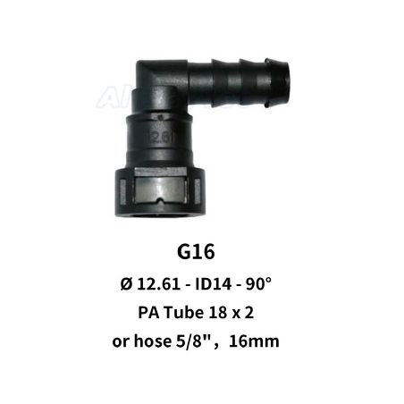 Quick Release 12.61 to 16mm 90 Degree Elbow for Rubber Hose