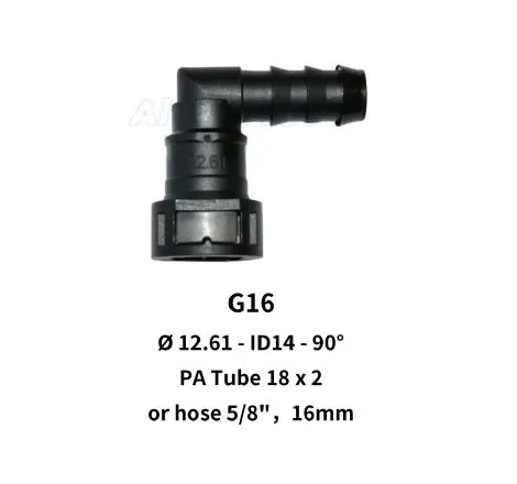 Quick Release 12.61 to 16mm 90 Degree Elbow for Rubber Hose